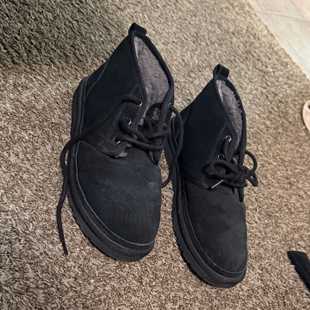 Men's Black Suede Lace-Up Casual Boots